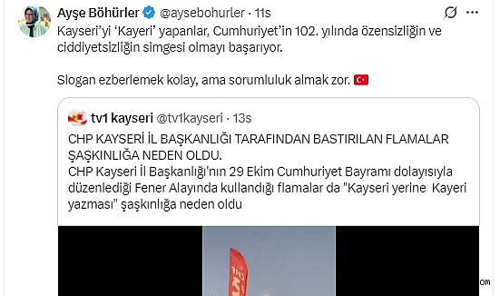 CHP'nin harf hatasını eleştiren Böhürler'e yanıt İl Başkanı Özer'den geldi