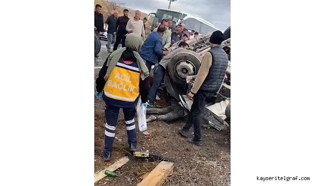 İncesu'da tır devrildi, sürücü yaşamını yitirdi