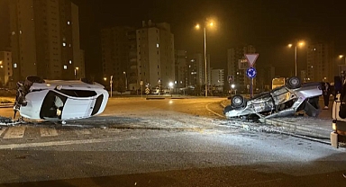 Esentepe'de kaza; biri takla attı diğeri yan yattı