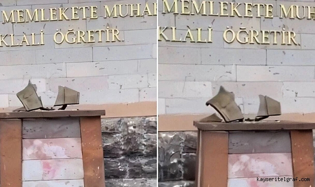 Kayseri'de hain provokasyon, Atatürk büstüne saldırı