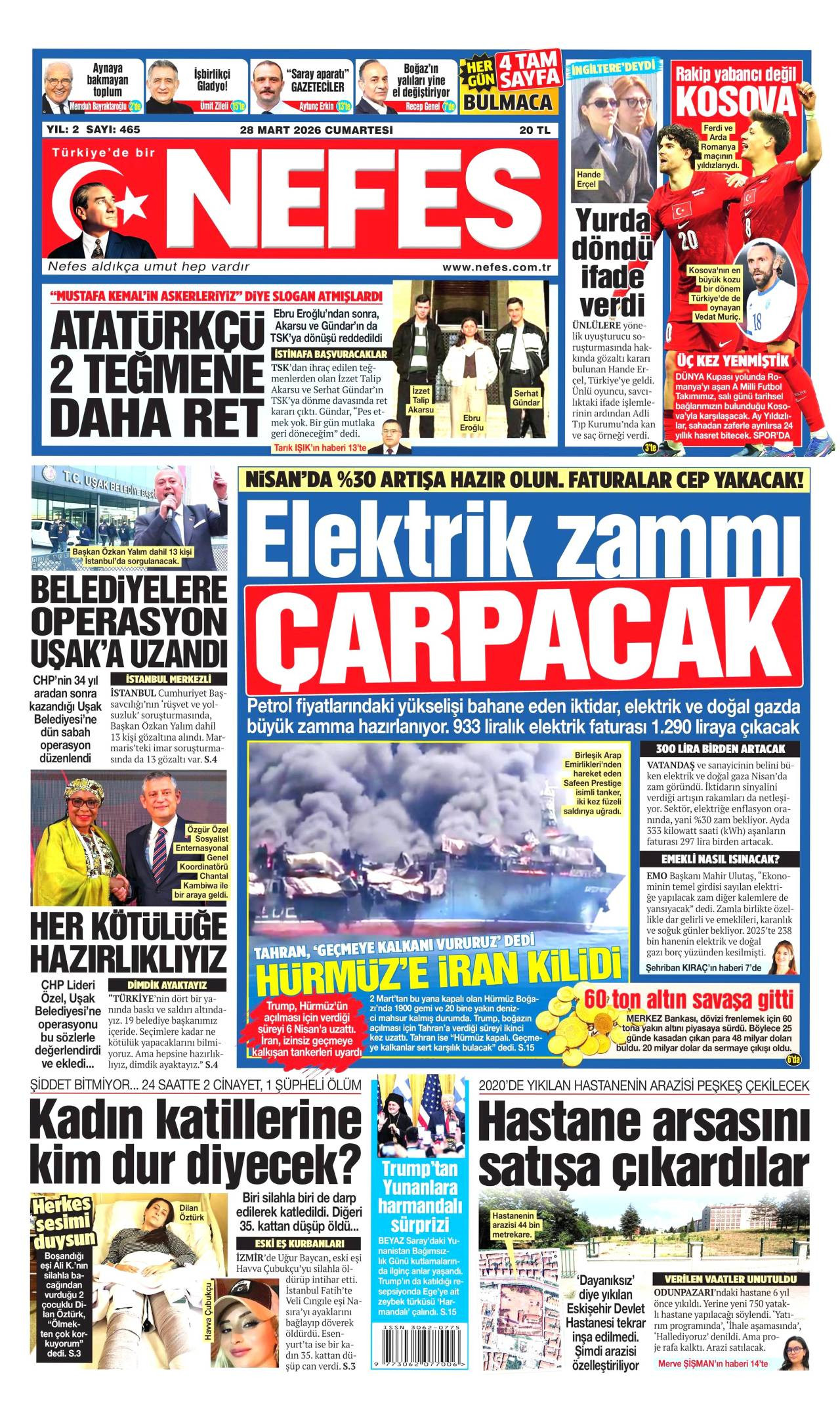Nefes Gazetesi Gazete Manşeti