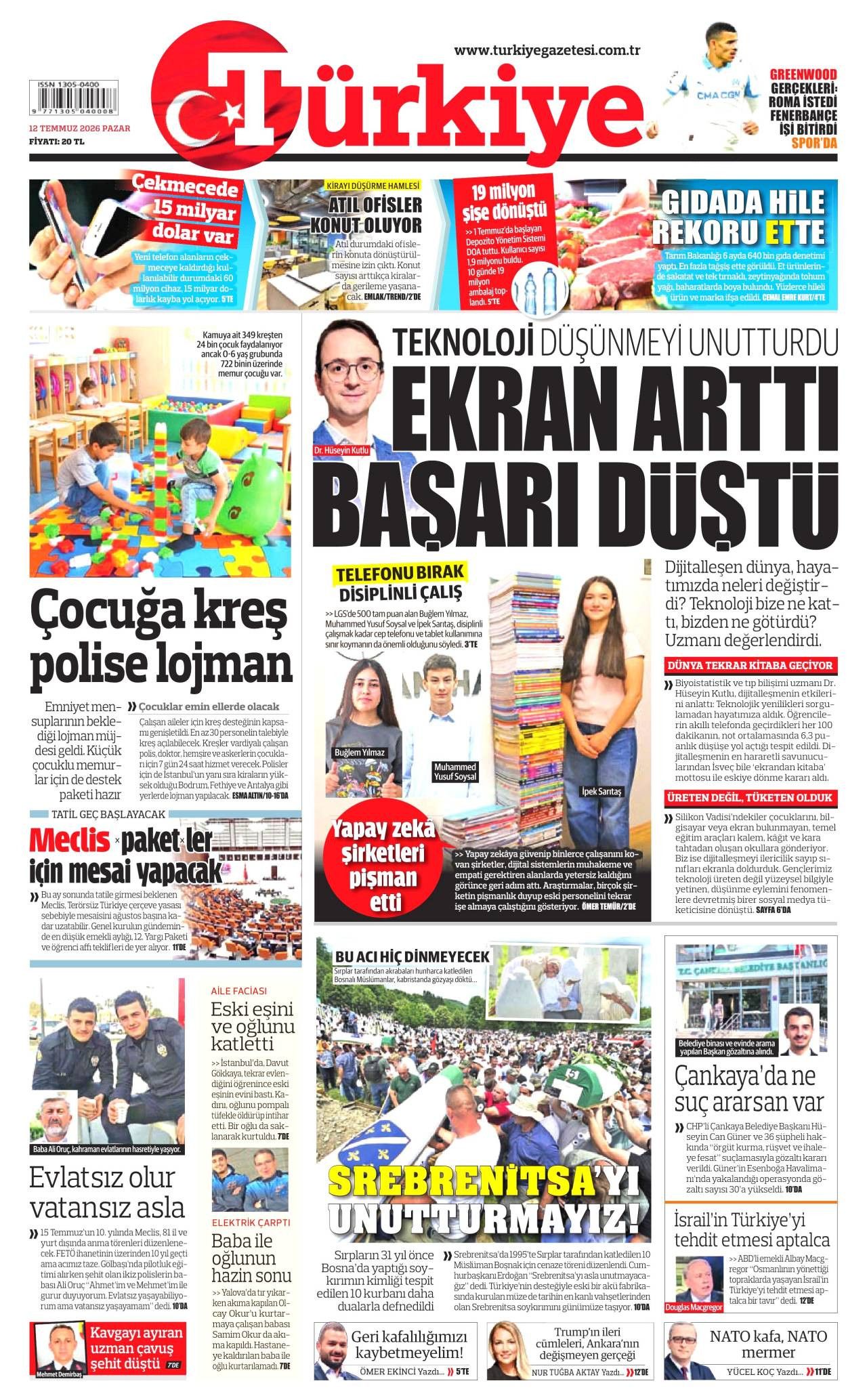 Türkiye Gazetesi Gazete Manşeti